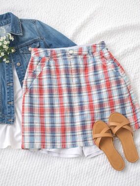 Croft & Barrow Plaid Mini Skort | Preppy Golf Coastal Summer Y2K Red Blue White